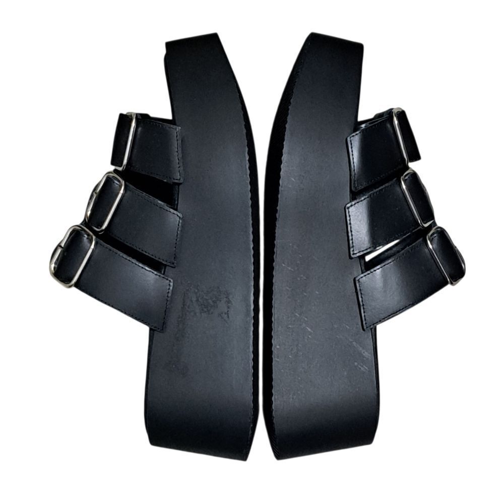 Anthropologie Triple Buckle Straps Chunky Platform Sandals Goth Boho Sz 38 Black - Picture 8 of 16
